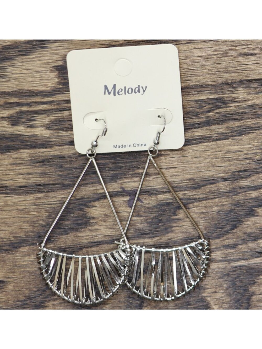 NWT Melody Dangly Boho Sunburst Teardrop Earrings Silver Gray 3.50"